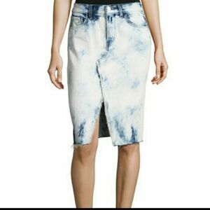 J BRANDTrystan Bleached Denim Midi Skirt with Raw Hem, Elation size 27